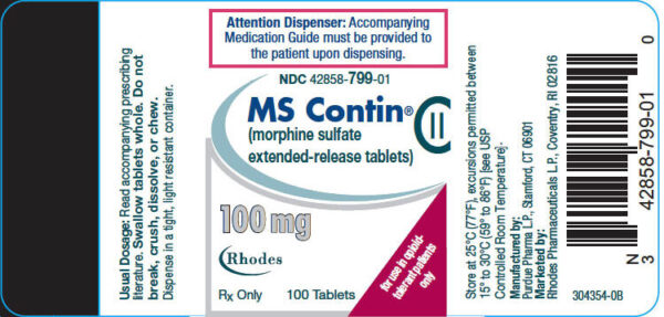 Buy MsContin (morphine Sulfate) 100 Mg Oral Tablets x 1