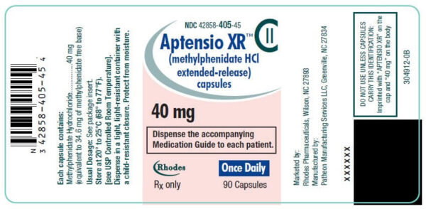 Aptensio XR methylphenidate hydrochloride 40mg  x 1Pack